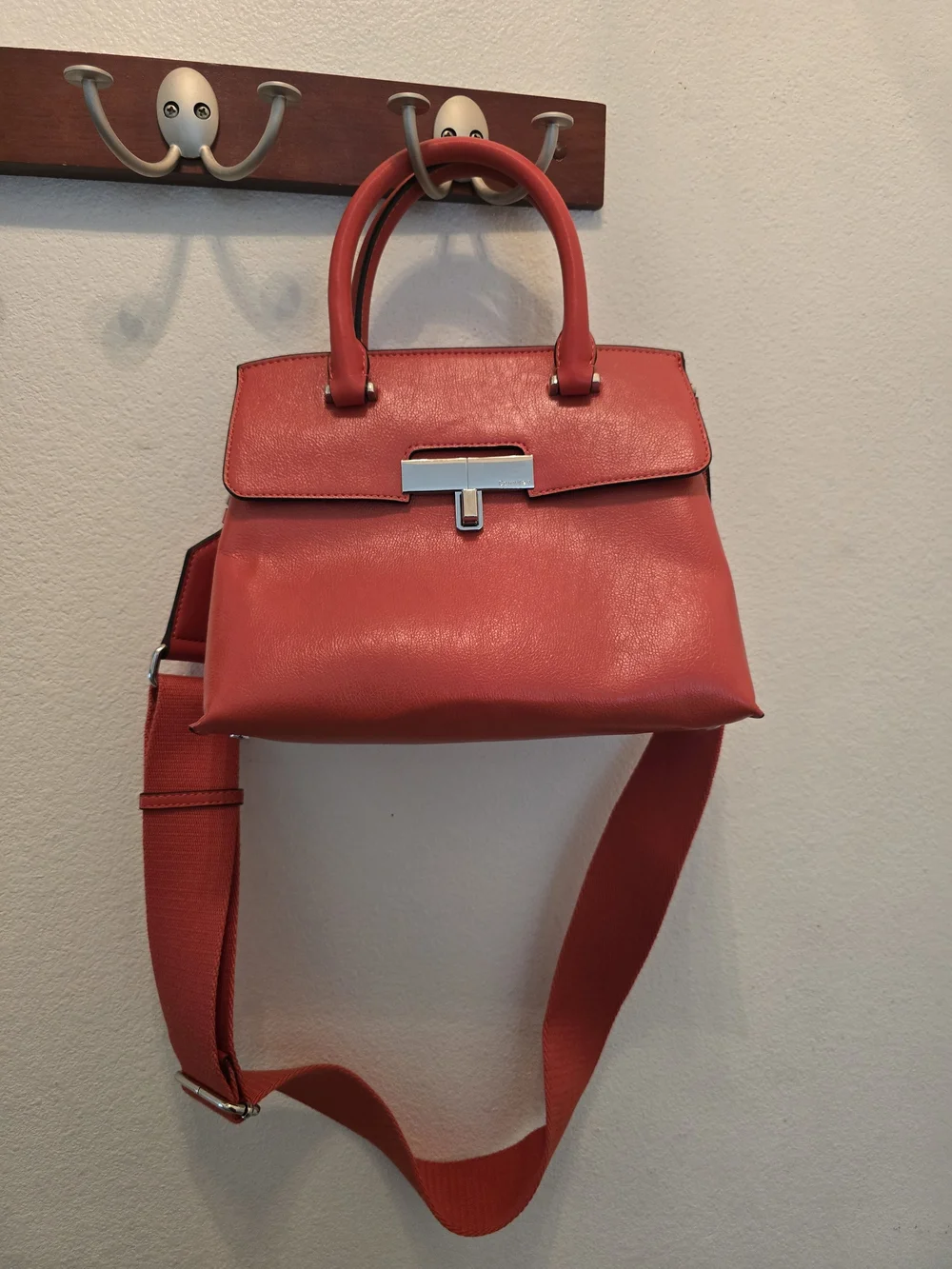 BRICK Red Leather Top-Handle Crossbody Bag - CALVIN KLEIN